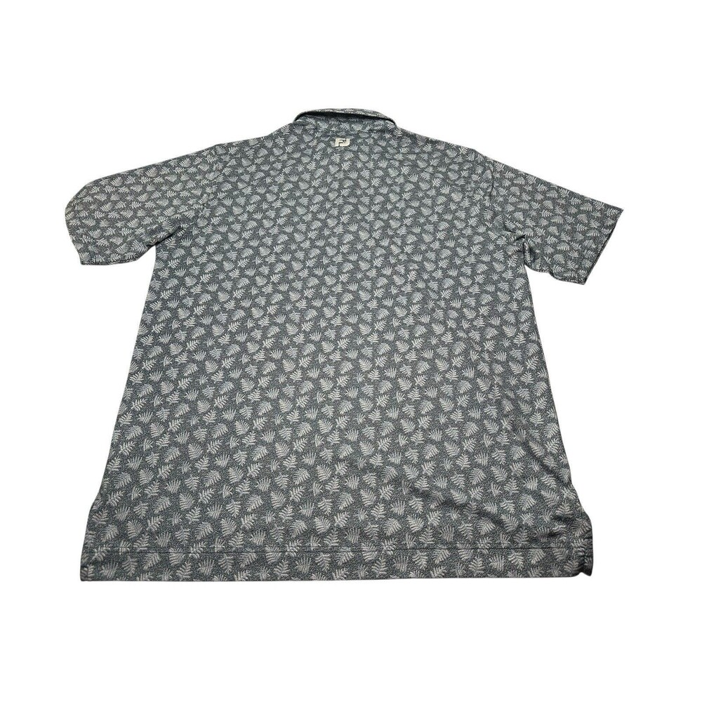 Men's FootJoy Shadow Palm Print Lisle Performance Golf Polo Large Ink Dusk Blue - Picture 9 of 10